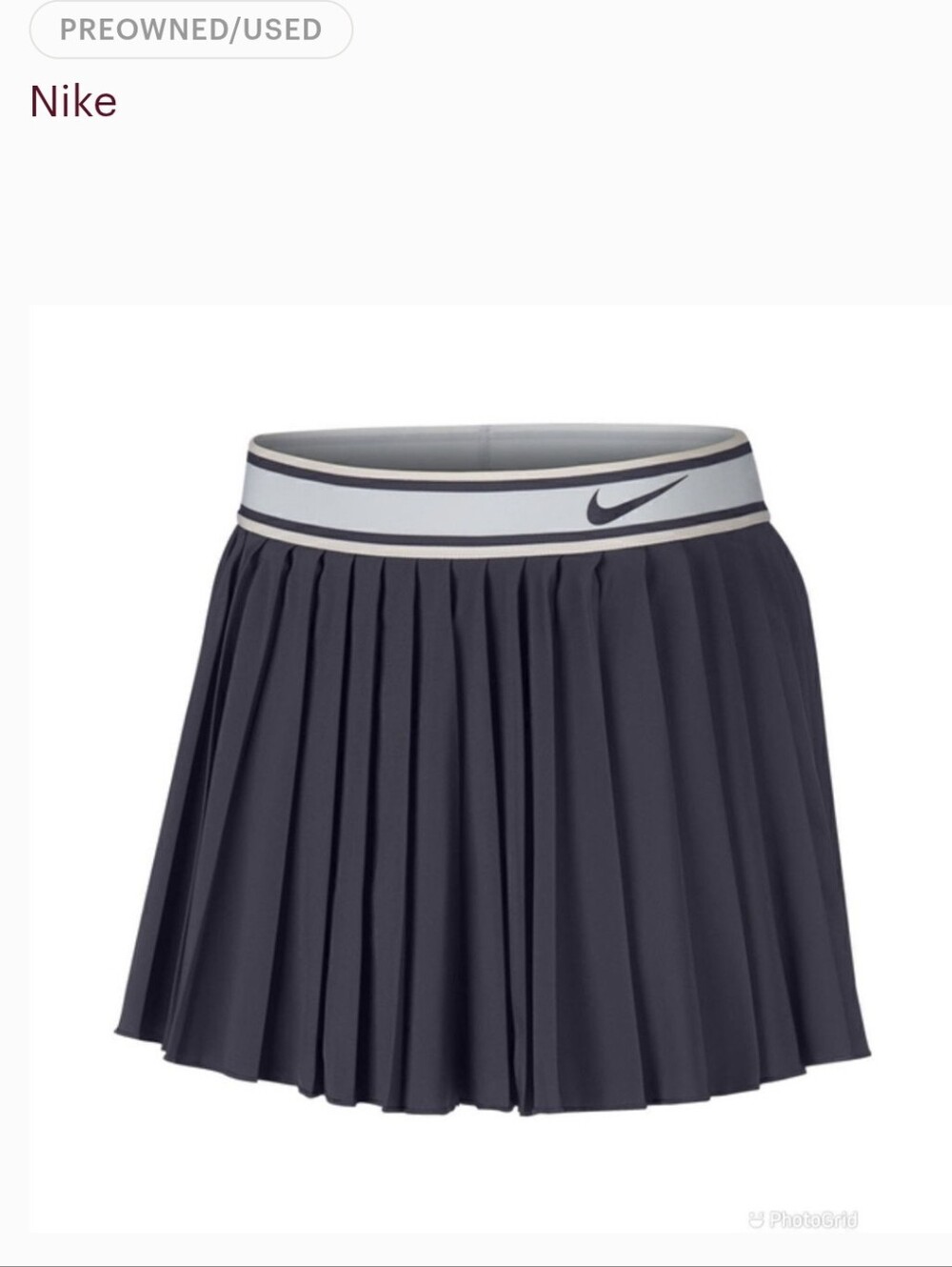 Nike Dark Gray Pleated Tennis Skirt with White Waistband W/ Peach - Small - Picture 2 of 4